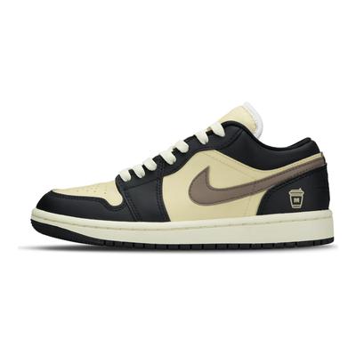 Air Jordan 1 Износостойкие Низкие Винтажные Баскетбольные Кроссовки Женские Бежевые Черные DC0774-101(Команда333-)