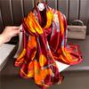 Hot Fashion Luxury Silk Scarf Women Spring Autumn Print Scarves Wrap Bandanna Foulard Muffler Female Travel Sunscreen Shawl