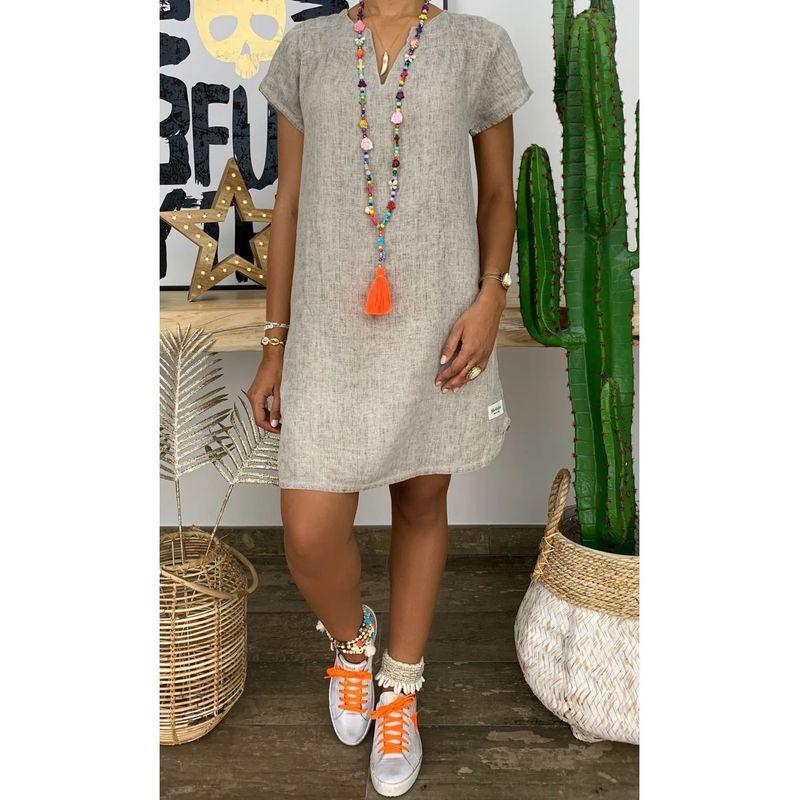 Loose Casual V-neck Short Sleeve Dress Loose Casual V-neck Short Sleeve Dress