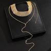 Body Chain Jewelry Sexy Double Neck Chain Super Flash Diamond Long Necklace Collarbone Chain Gold Black