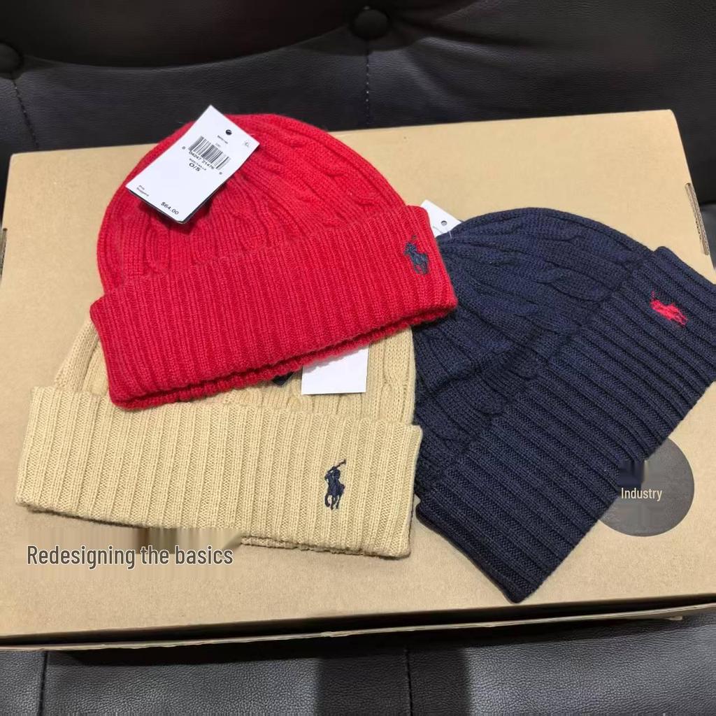 Winter Classic Cable Knit Wool Blend Scarf & Hat Set with Pony Embroidery for Couples