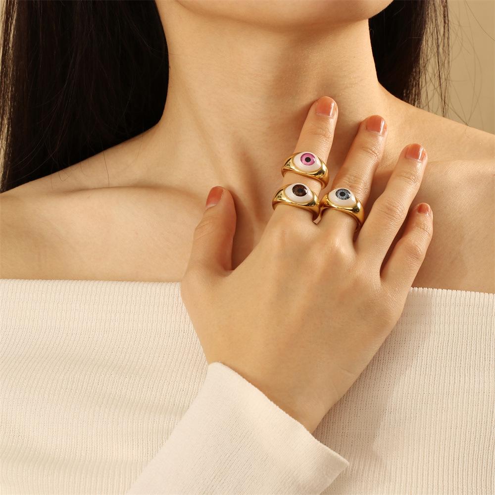 Кольцо из смолы «Глаз дьявола» в европейском и американском стиле с синим глазом – регулируемое для указательного пальца