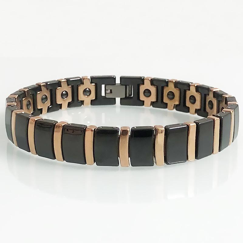 Цвет розового золота, стальной белый/черный керамический браслет-цепочка для мужчин и женщин, биогерманиевый магнитный браслет, женские ювелирные изделия