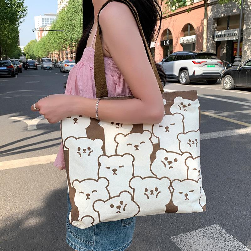 Холщовая сумка женская большая вместительная сумка студенческая сумка через плечо