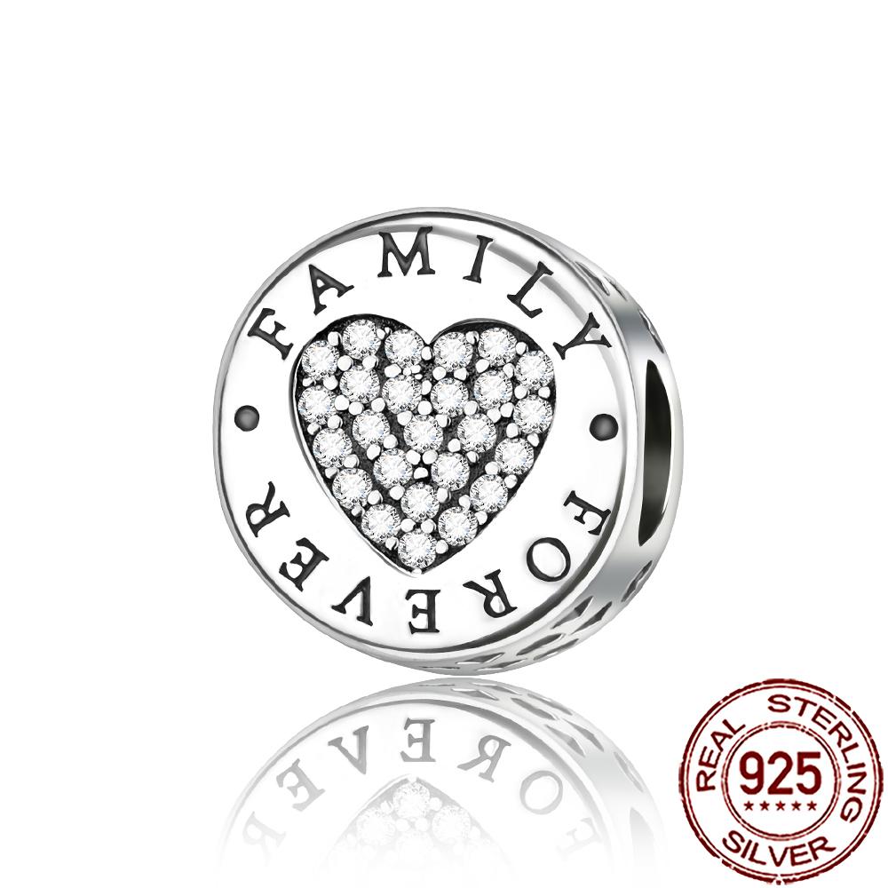 New Charms 925 Silver Sister Daughter Mum Mother Family Love Heart Beads Fit Origina Bracelet Necklace DIY Jewelry