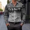 New Tribal Ethnic Lapel Men's Casual Sports Outdoor Street Long-sleeved Button-up Shirt