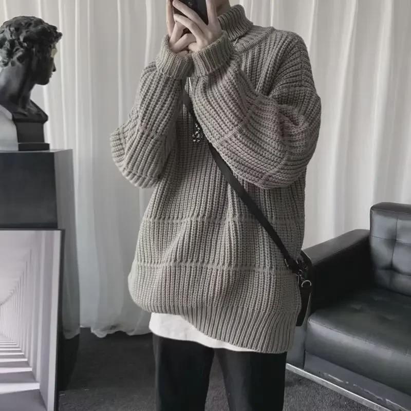 Men’s Thick Warm Knitted Turtleneck Sweater - Autumn/Winter Trendy Lazy Style