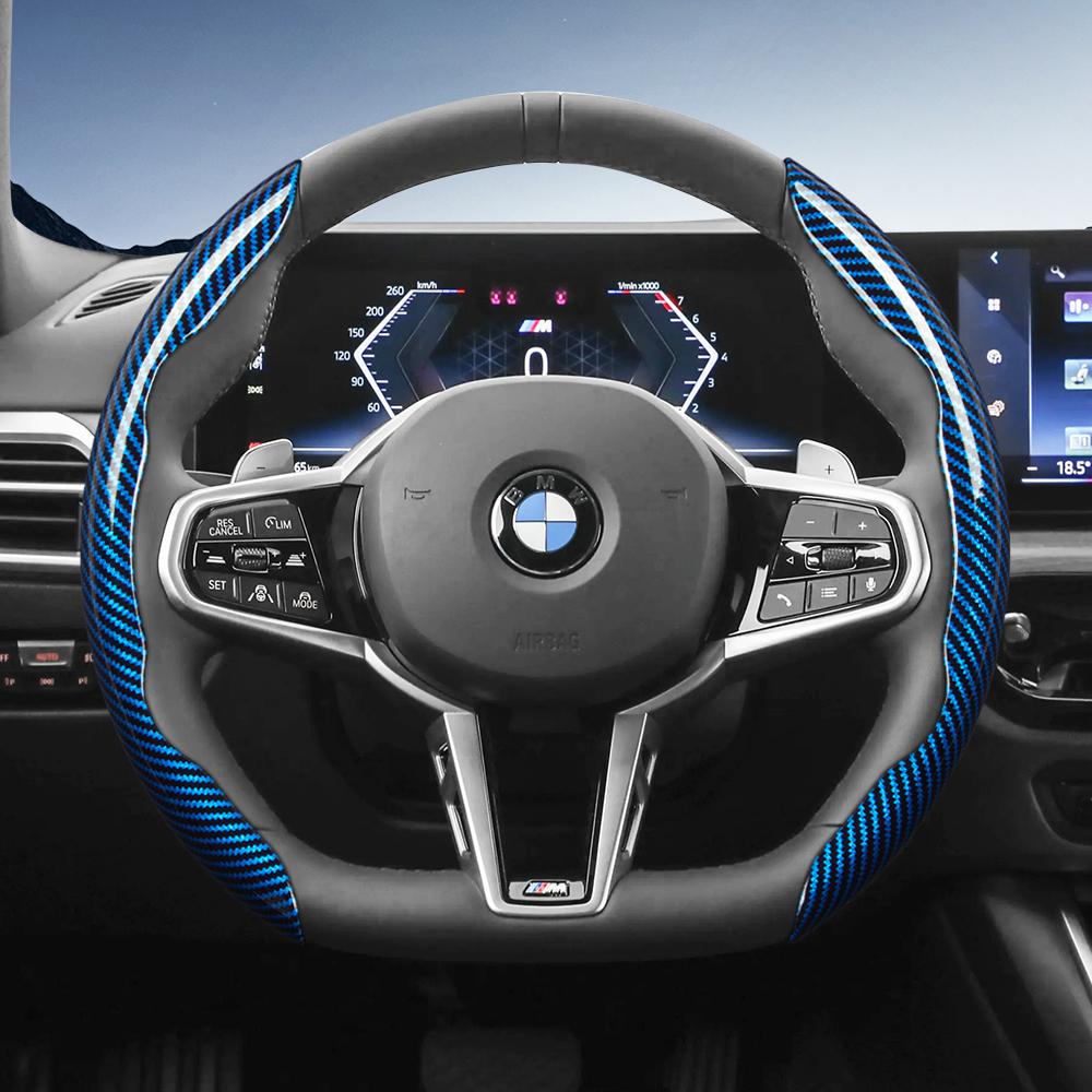 AYCCV1 Carbon fiber texture steering wheel cover for BMW fits X3 3 5 2 4 1 7 8 Series X1 X5 X2 X4 X6 X7 iX i4 i5 i7 Z4 XM iX1 iX2 non slip wear