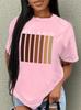 Polyester 100%  Holiday T-shirt Featuring Round-neck Short-sleeved Women's Tops with European and American Summer