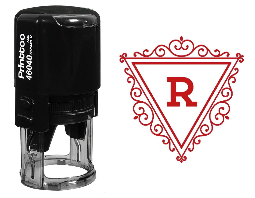 Printtoo Triangle Swirl Border R Alphabet Monogram Initial R-40 Self Inking Rubber Stamp Office
