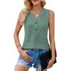 Летние модные женские топы на пуговицах с глубоким V-образным вырезом без рукавов однотонные свободные жилетки в стиле бохо