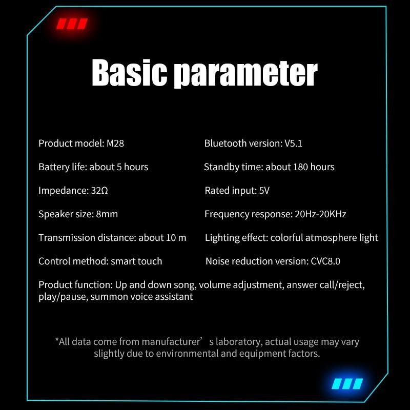 Bluetooth-гарнитура TWS V5.1, зеркальный цифровой дисплей, красочная окружающая подсветка, стереогарнитура с низкой задержкой, игровая Bluetooth-гарнитура для киберспорта