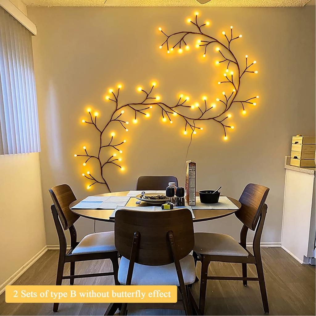 LED Willow Vine Lights with Remote DIY 8 Modes USB Operated Butterfly Fairy Lights Branches Light for Christmas Wall Home Decor