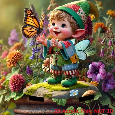 2D плоский акриловый фермерский гном и бабочка, кристальный садовый забор, праздничное уличное украшение для патио и газонов, рождественское украшение