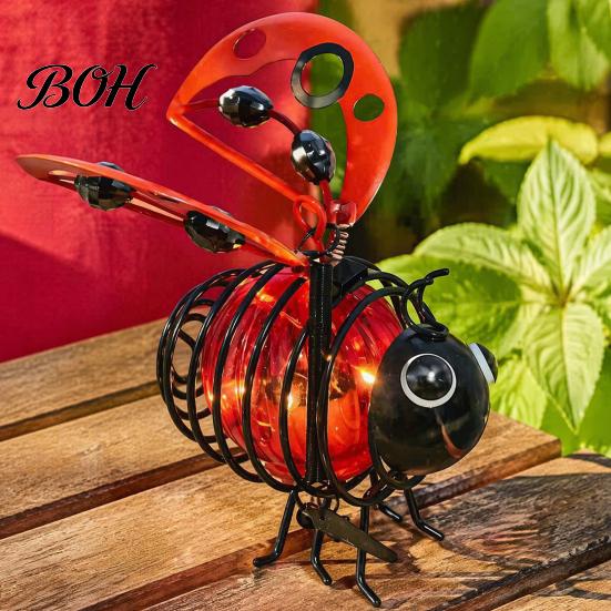 Energy Efficient Solar Lighting Powered Hanging Bee Lights, Metal Bouncy Spring Ornaments, Decorative Lights IP65 Waterproof Fairy for Outdoor