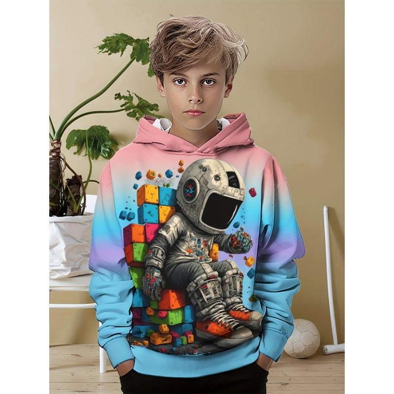 Kids Clothes Boys Hoodies Long Sleeve Fashion 3D Astronauts Print Children Spring Fall Clothes Casual Outdoor Boys Clothes Tops
