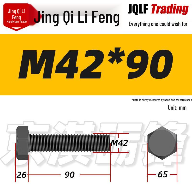 12.9 Grade High-Strength Blackened Hex Bolt M22-M48