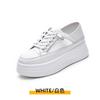 Two Wearing Little White Shoes Women's Spring and Summer New Mesh Breathable Lightweight Thick Sole Heightening Soft Leather Lace-up Casual Shoes