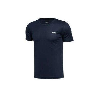 Футболка с коротким рукавом и логотипом Li Ning Training, мужские топы, чернильно-синего цвета ATSQ333-3