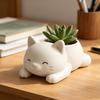 3D-печатный цветочный горшок для кошек Лежащий котенок Суккуленты Травяные растения Горшок-контейнер для дома В помещении На улице Балкон Сад Декор