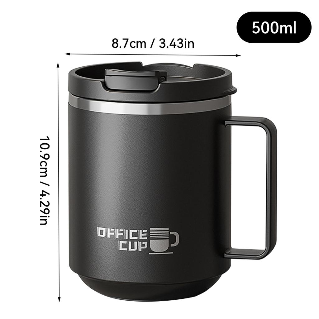 Кружка для кофе из нержавеющей стали 304 с двойными стенками, с ручкой, портативная, герметичная, для воды, большой вместимости, для питья