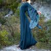 Women Fall Winter  Gothic Retro Solid Long Sleeve Ball Gowns Maxi Dress