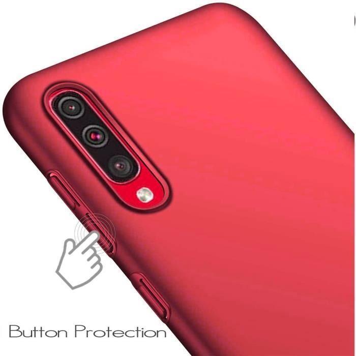 Coque de Protection - BOOLING - pour Samsung Galaxy A70 - Silicone Souple - Rouge - Lot de 2 Verres Trempés