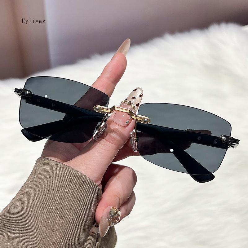 Retro Sunglasses Women Brand Designer Rimless Gradient Sun Glasses Fashion Shades Outdoor Sports Frameless Eyeglasses