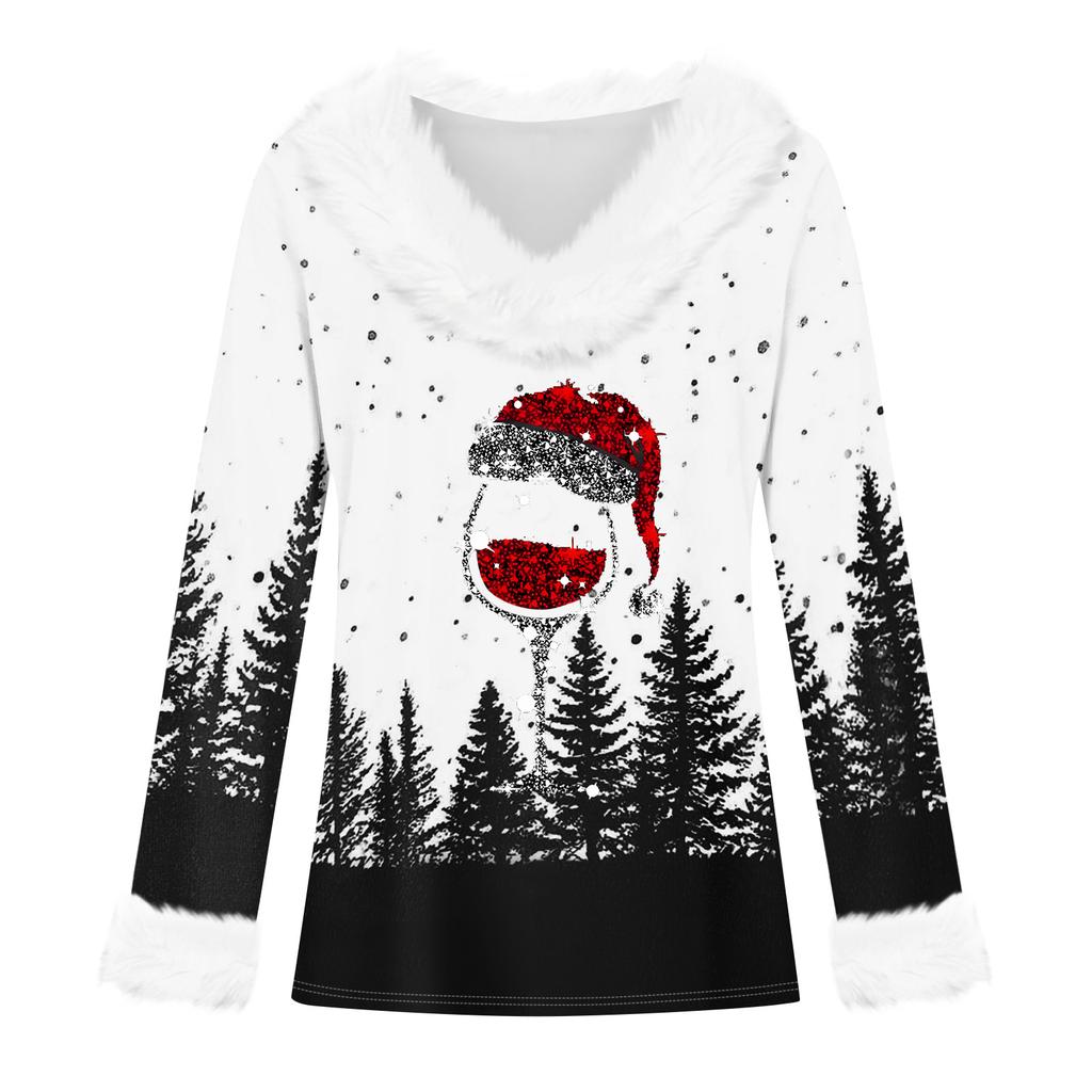 Long Sleeve Shirts For Women Cute Tops Christmas Prints Tees Blouses Casual Plus Size Basic Tops Pullover