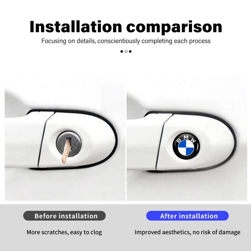 BKSN4 8/12pcs Car Door Keyhole Stickers Universal Auto Logo Sticker For BMW M 1 3 4 5 6 7 Series M3 M6 F01 F02E34 E36 E70 F10 X6 X1