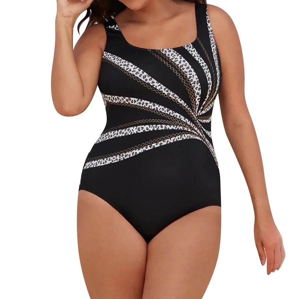 Купальник слитный большого размера с принтом, женский купальник-бикини