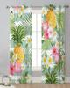 Прозрачные шторы с ананасами и тропическими цветами для украшения гостиной, оконные шторы для кухни, тюлевые шторы из органзы