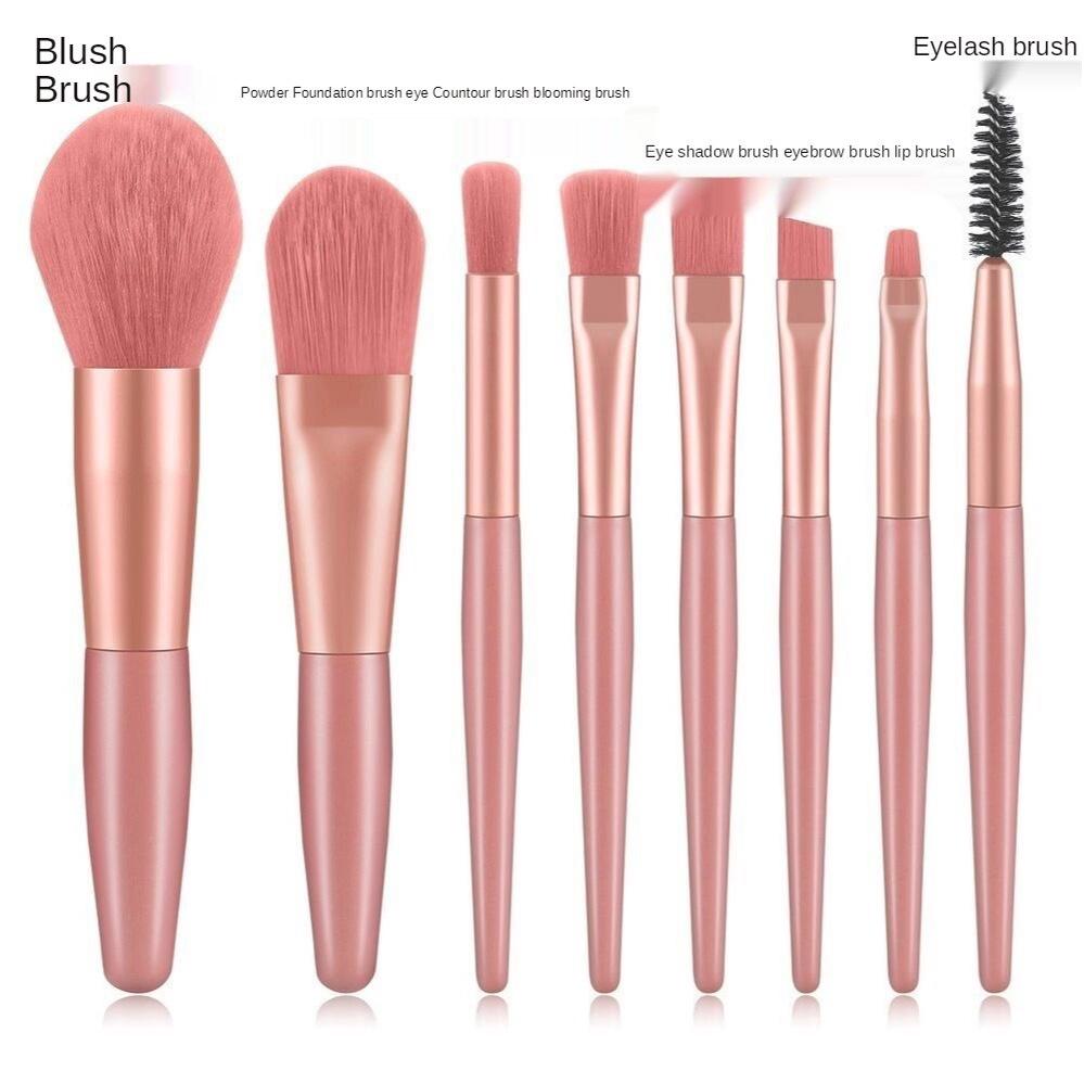 Mini 8 Makeup Brush Set Liquid Foundation Concealer BB Cream Eyeshadow Brush Non-Sticking Powder Dry and Wet Portable Artificial Fiber Beauty Tool
