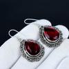 Red Garnet Gemstone Earrings, 925 Sterling Silver Earrings, Silver Earrings For Gift, Red Garnet Dangle Drop Earrings For Anniversary Gifts