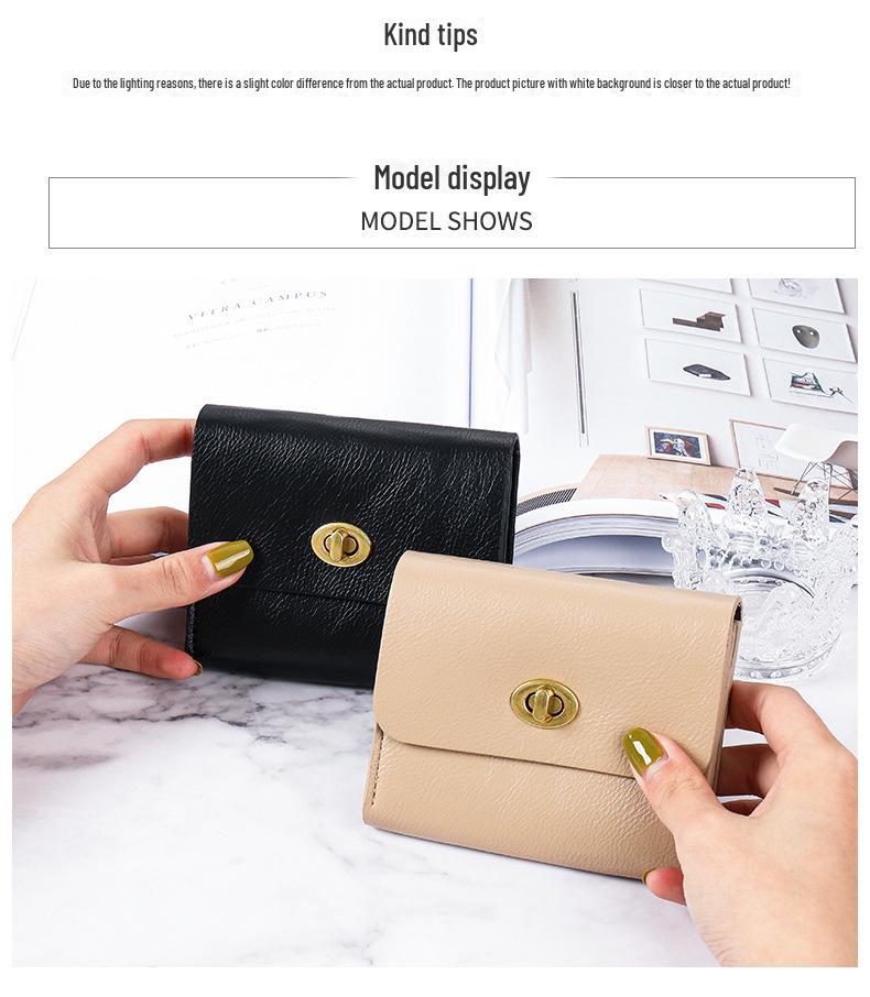 Женский мягкий кожаный кошелек в корейском стиле: Тонкий, однотонный, с пряжкой, отделениями для карточек, зажимом для монет, идеально подходит для студентов.