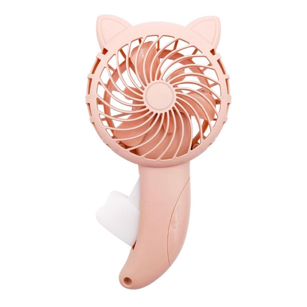 Hand Press Fan Cartoon Cat Ear Handheld Fan No Battery Manual Small Cooling Fan for Travel Outdoor