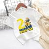 Minionses Boys Birthday Party T-shirt Cartoon Anime Pattern Number 1-9 Printed T-Shirt Kids Summer Clothes Fashion Tops Gifts