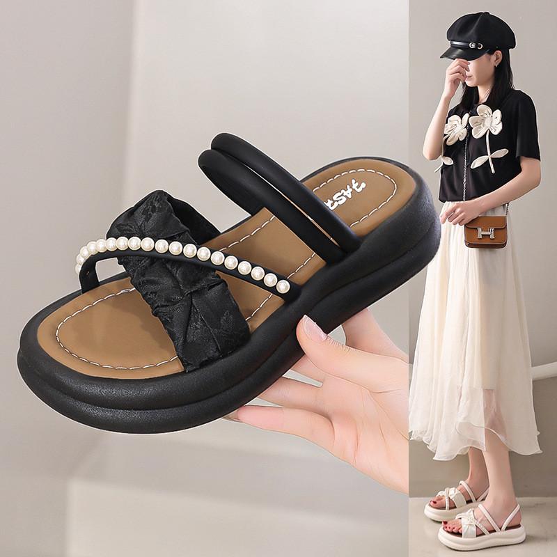 Stylish Summer Women's Sandals With Thick Sole And Elegant Design In Beige Green And Black