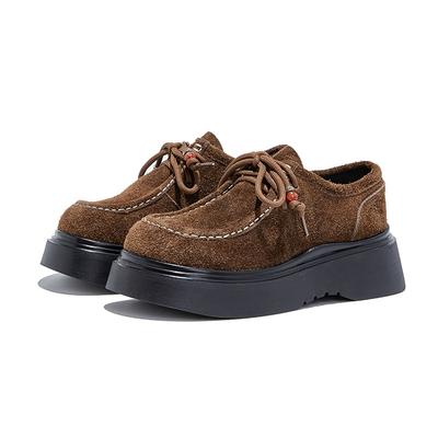 Модные ретро коричневые лоферы из искусственной замши на толстой подошве Женские модные дизайнерские туфли с прошивкой и драгоценными камнями Уютные туфли дерби на шнуровке Zapatos Мюли