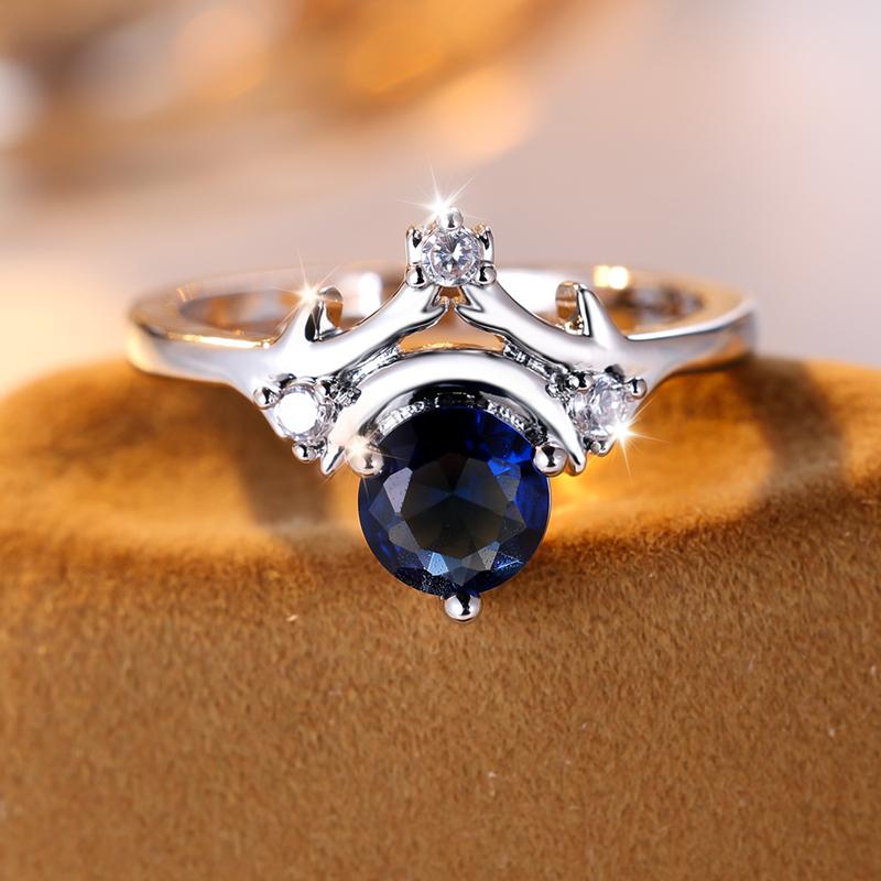 Minimalist Blue Zircon Rings for Women Small Round Rings Silver Color Thin Finger Stacking Wedding Bands CZ Jewelry