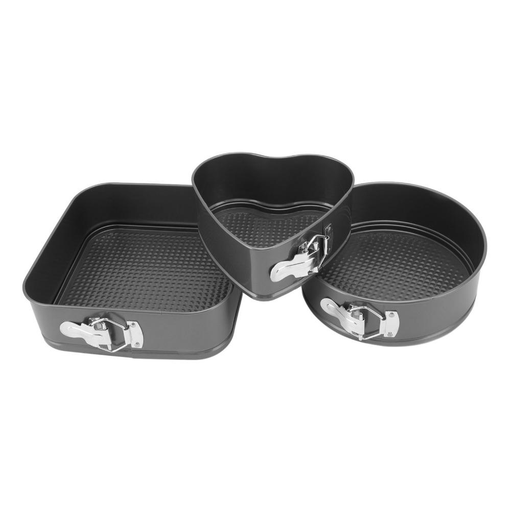 3pcs Removable Bottom Cake Pan Set Carbon Steel Cheesecake Pan Set Baking Tool Bakery Catering