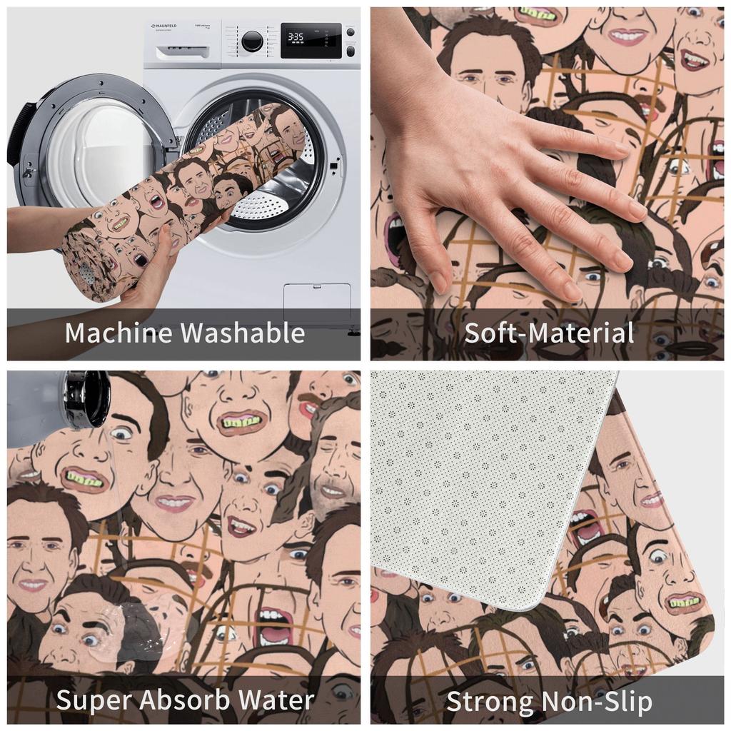 Nicolas Cage All Over Floor Door Bath Kitchen Mat Anti-Slip Outdoor Funny Meme Doormat Bedroom Balcony Entrance Carpet Rug