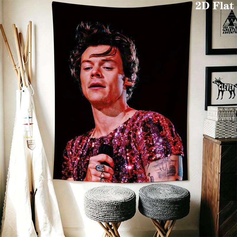 Harry Styles Wall Tapestry Aesthetic Wall Hanging Printed Fabric Blanket Decorative Tapestries for Bedroom Living Room Home Decor