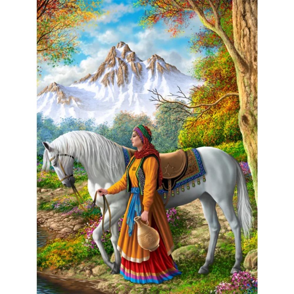 Алмазная картина, полная дрель, круглая алмазная живопись с фермой, ручная работа, ретро, ​​сделай сам, алмазная мозаика, украшение дома