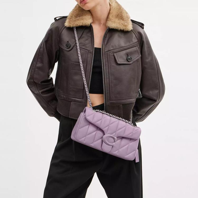 Coach Tabby 26 Logo Jacquard Quilted Flap Napa Leather Hobo Crossbody Bag Medium Women bags Light-Purple CP147-LHSF1