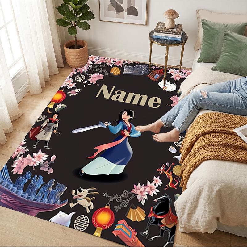 Personalized Name Stitch Paradise Living Room Non-Slip Area Rug Soft Carpet for Bedroom Kids Playroom Sofa Office Home Decor Doormat