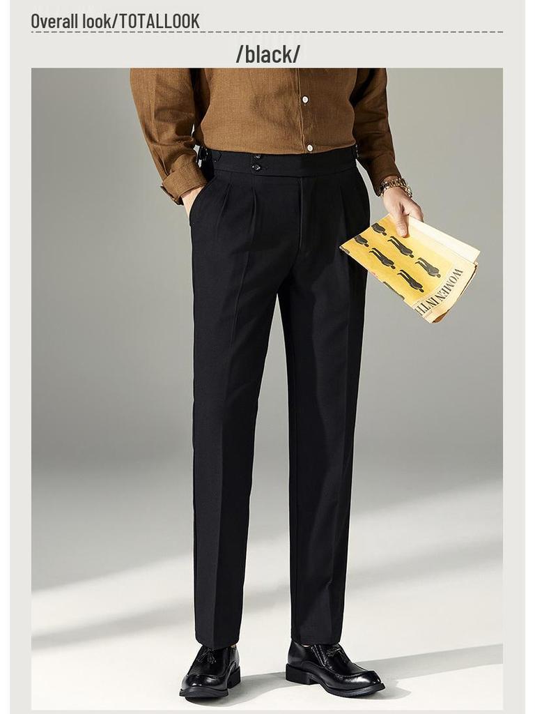 Мужские модные брюки-платья с регулируемой пряжкой «Париж», с высокой посадкой, не требующие глажки, прямого кроя
