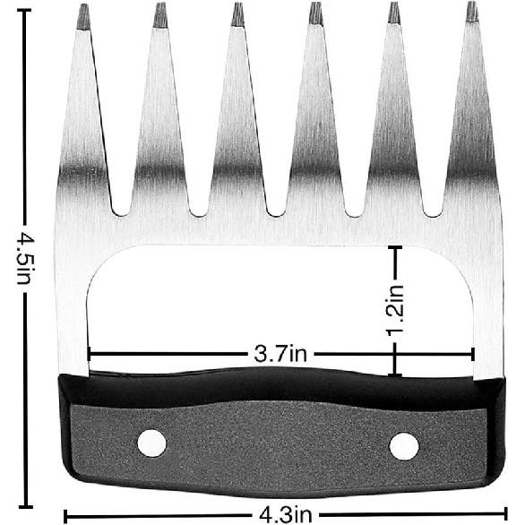 Metal Meat Shredder Bear Claw Stainless Steel Meat Forks With Handle BBQ Meat Handler For Pulling Shredding Ultra-Sharp Blades 4