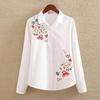 2024 Spring Women's White Embroidered Long Sleeve Plus Size Shirt