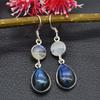 Серьги-капли из стерлингового серебра 925 пробы с лунным камнем и лабрадоритом, дизайнерские серьги-подвески ручной работы, ювелирные изделия в подарок для женщин